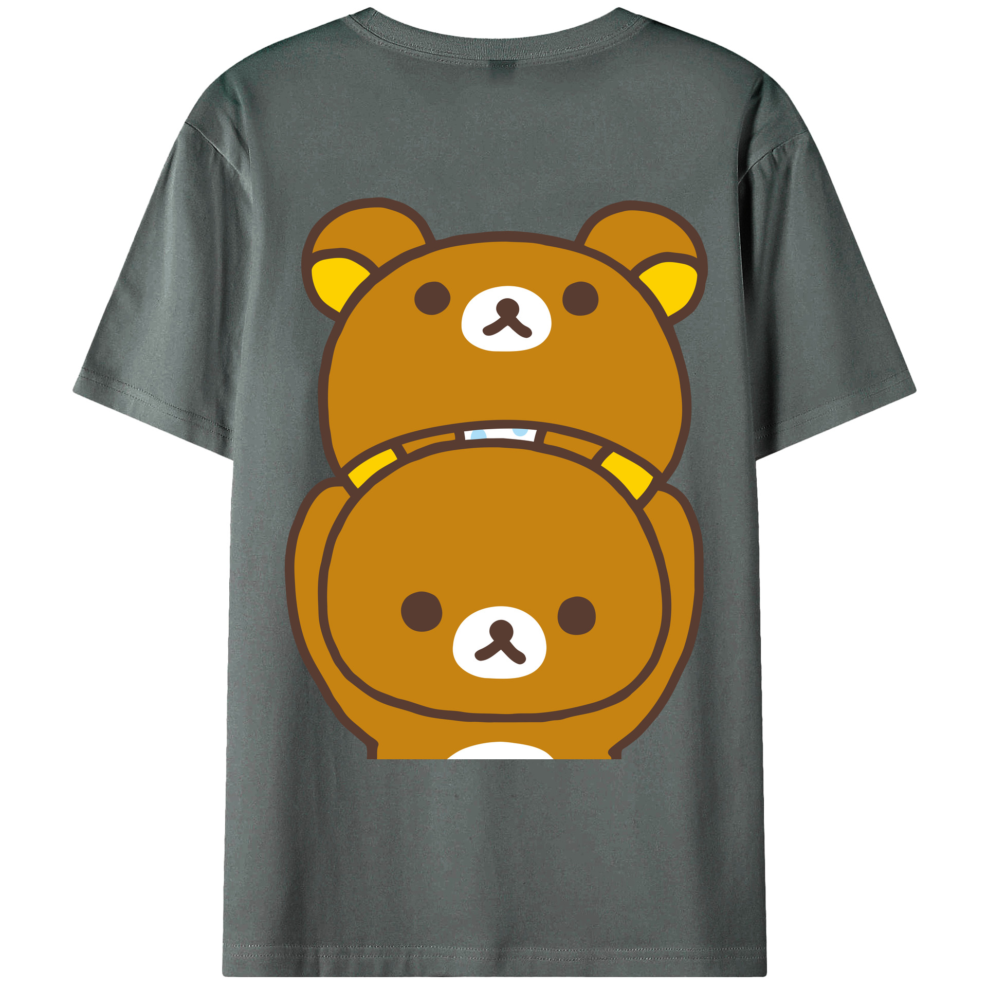 （画像用） リラックマ リラックマ キイロイトリ Rilakkuma Korilakkuma Kiiroitori 綿100％ メンズ半袖Tシャツ（バックプリント） 通気性